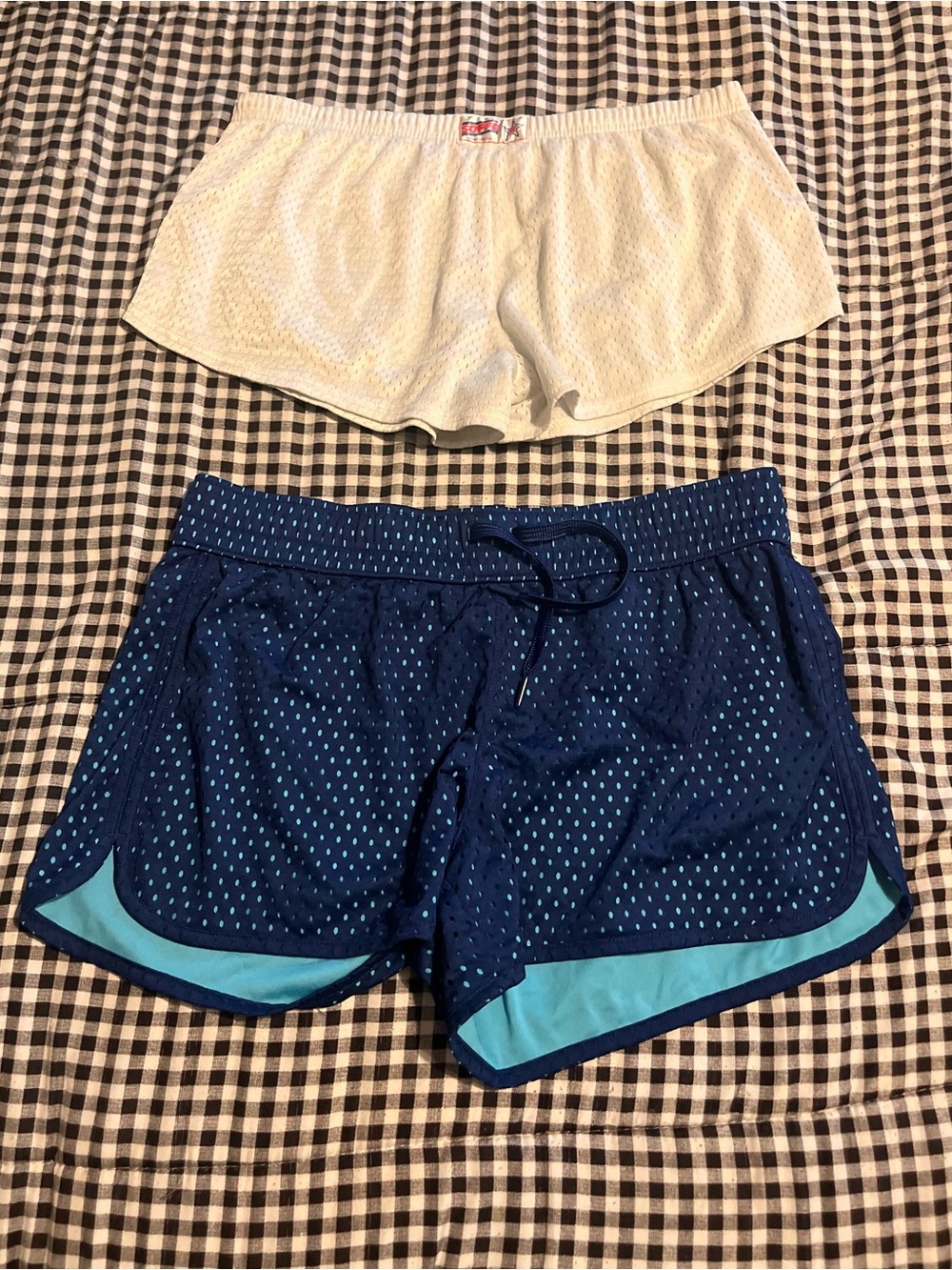 Athletic Blue Layered Mesh Running Shorts - and white shorts